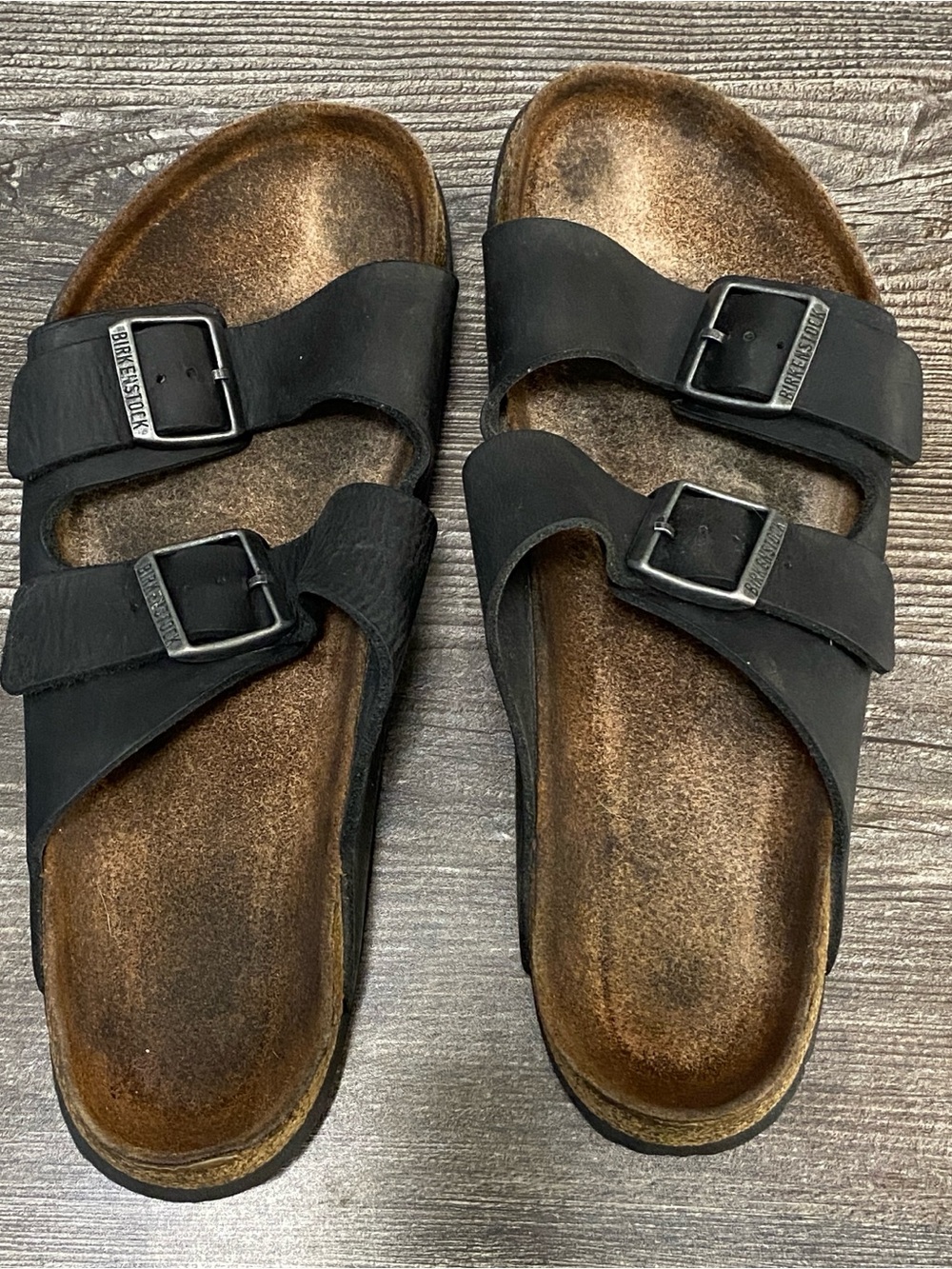 Birkenstock Arizona Black Double Strap Sandals Cork Footbed EU 40/41 ****READ